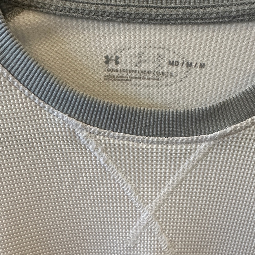 Under Armour Men's Shirt Long Sleeve Pullover Athletic Loose White & Gray Sz M - Picture 2 of 12